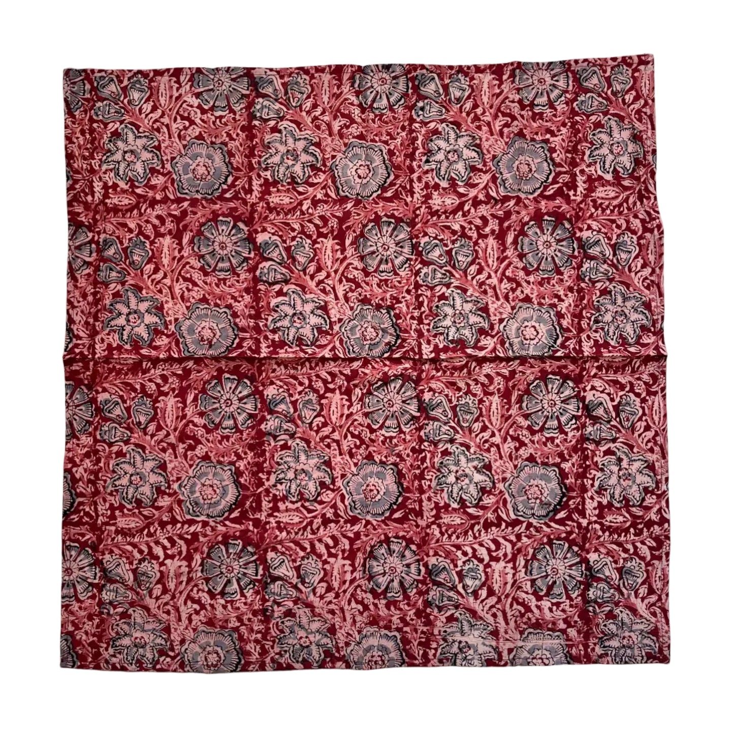 Pañuelo Meera - Kalamkari burdeos con medallones florales