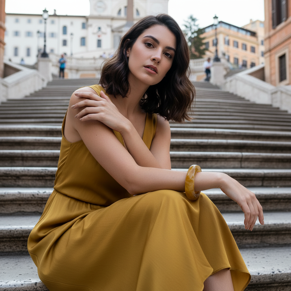 Chica con brazalete amarillo en Roma - Escalinata