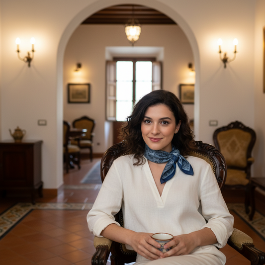 Chica en casa de Palermo con pañuelo Palermo estilo parisino