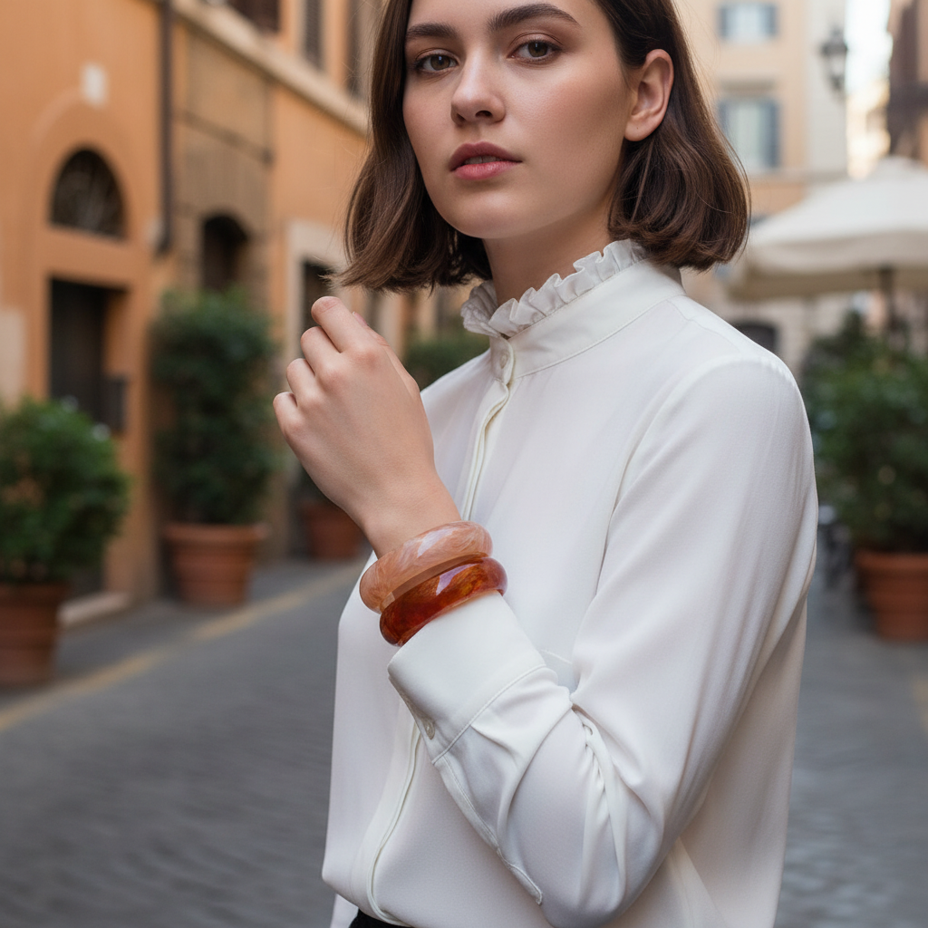 Chica joven con tres brazaletes en Roma