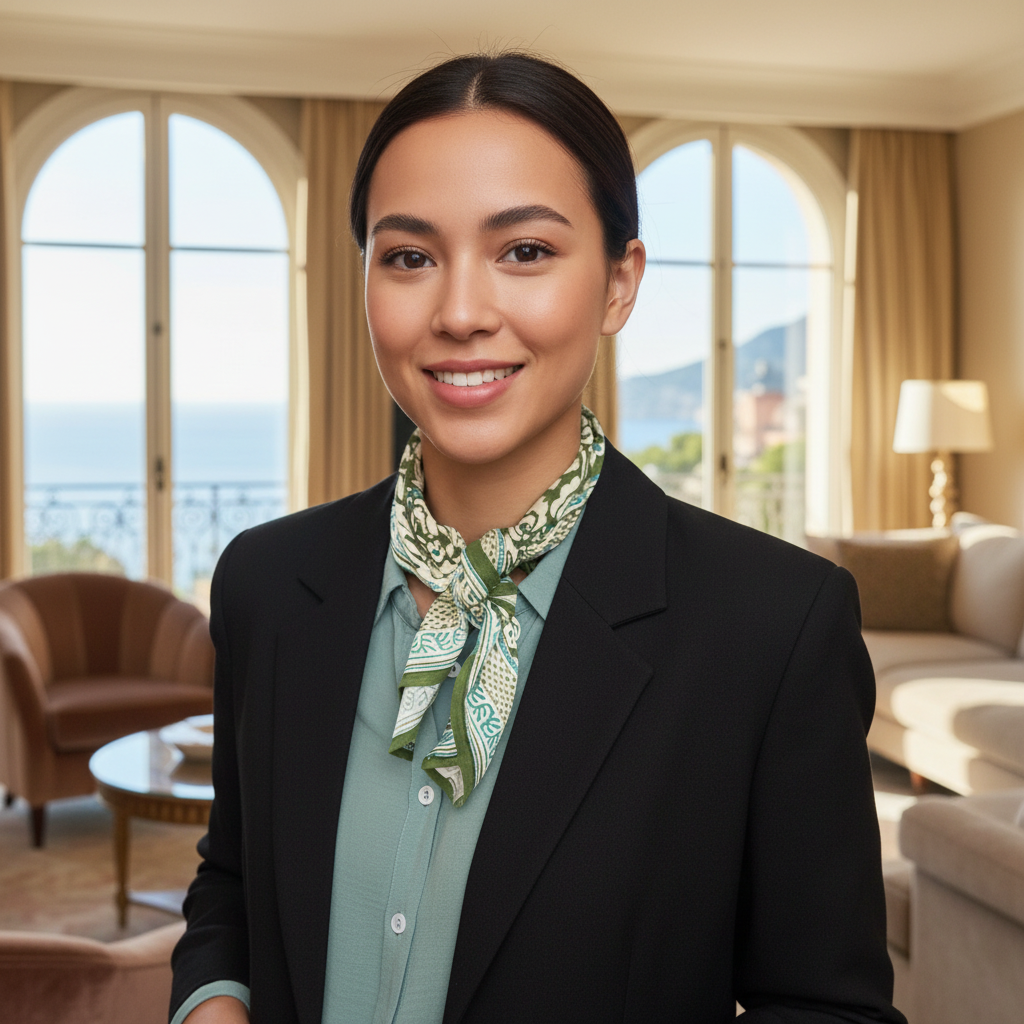 Mujer con Pañuelo Mónaco Verde - interior casa