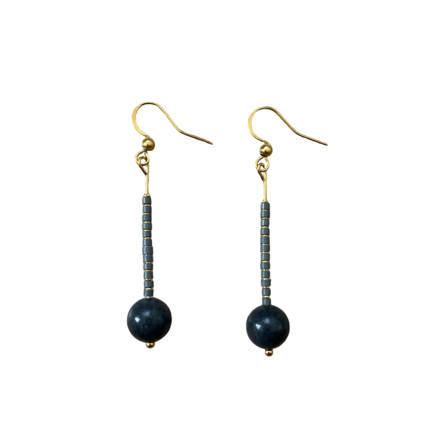 Pendientes Vita Gris - jade gris y metal dorado
