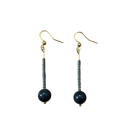 Pendientes Vita Gris - jade gris y metal dorado