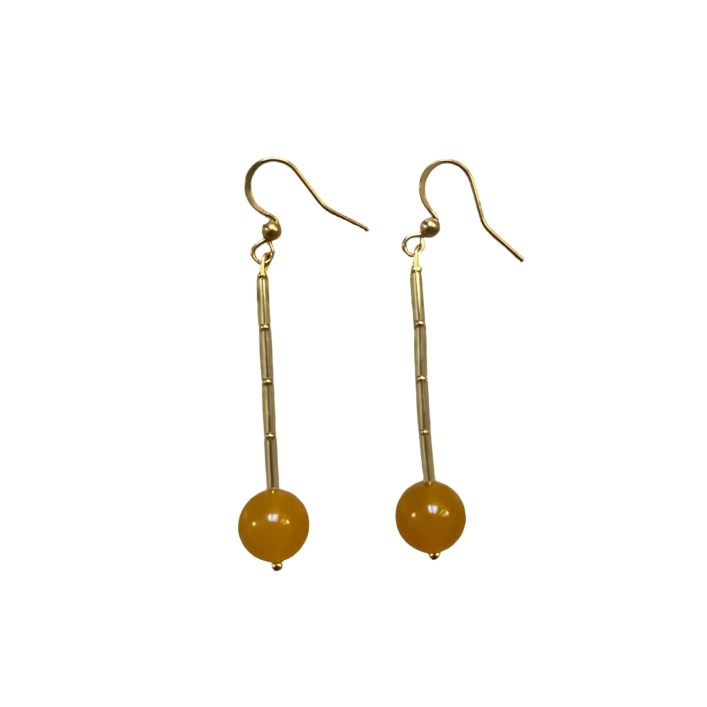 Pendientes Vita Ámbar - jade naranja con varilla dorada