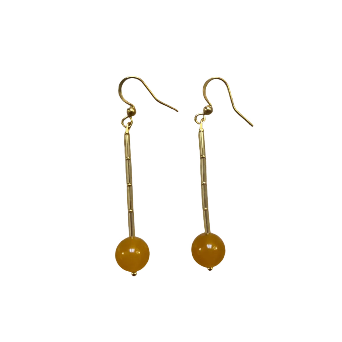 Pendientes Vita Ámbar - jade naranja con varilla dorada