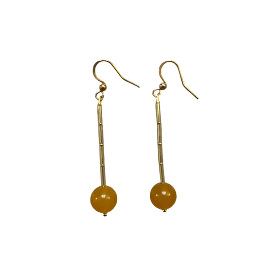 Pendientes Vita Ámbar - jade naranja con varilla dorada