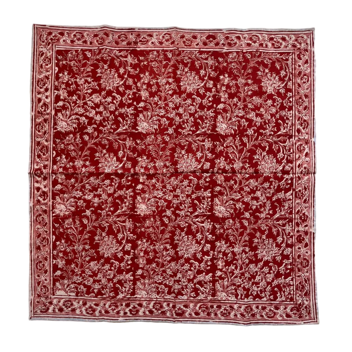 Pañuelo Sita - Kalamkari floral rojo carmísí