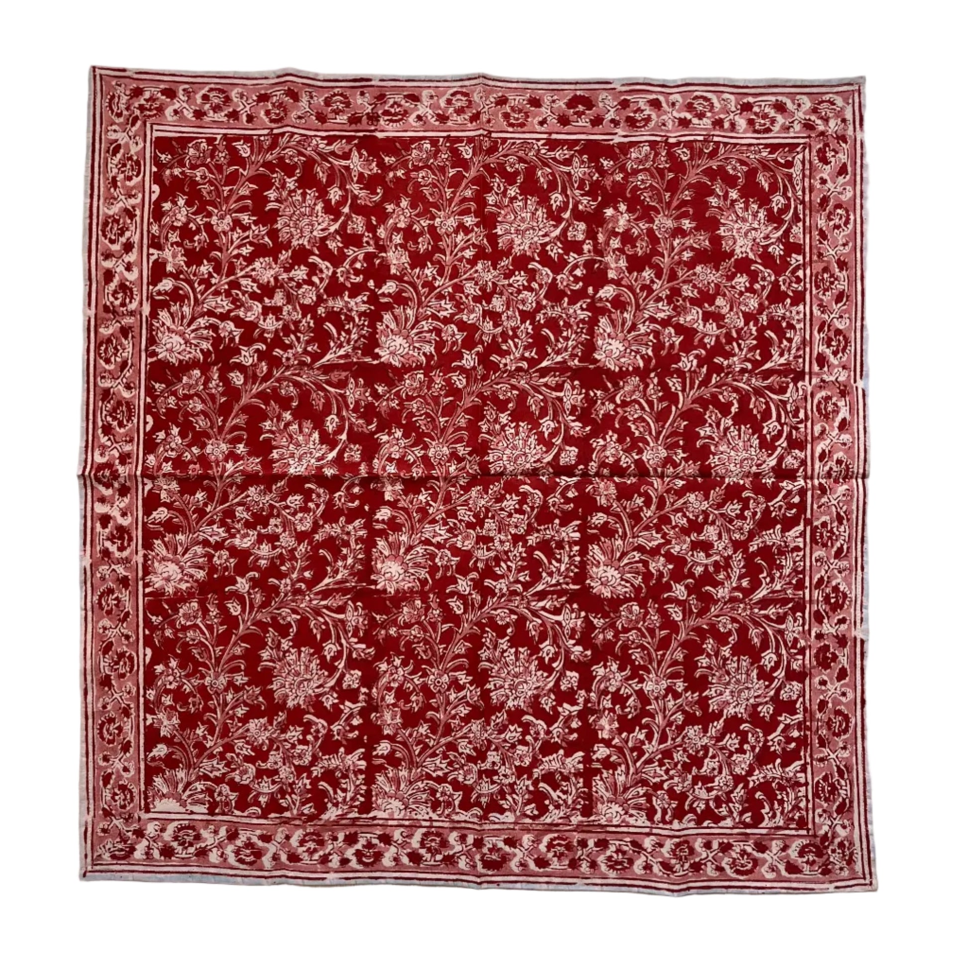 Pañuelo Sita - Kalamkari floral rojo carmísí