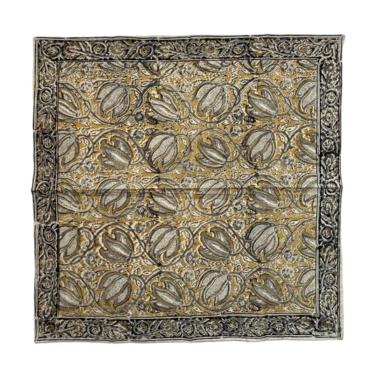 Pañuelo Draupadi - Kalamkari paisley dorado oliva