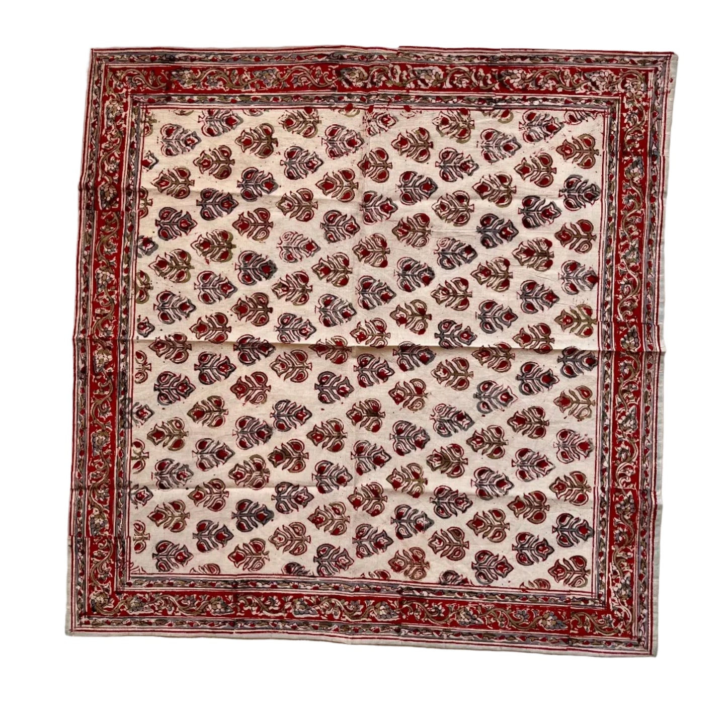 Pañuelo Radha - Kalamkari fondo crema con florales