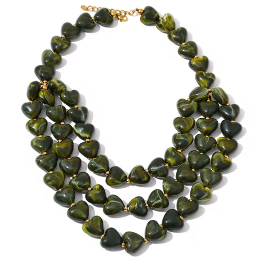 Collar Corazones Oliva