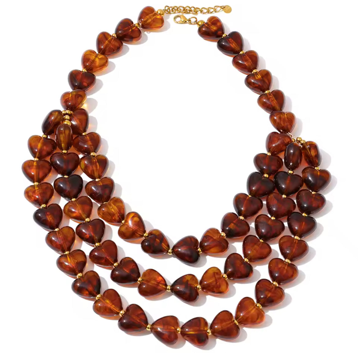 Collar Corazones Ambar