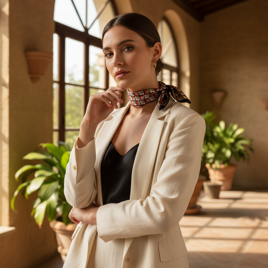 Chica con pañuelo Pisa Terracota estilo parisino