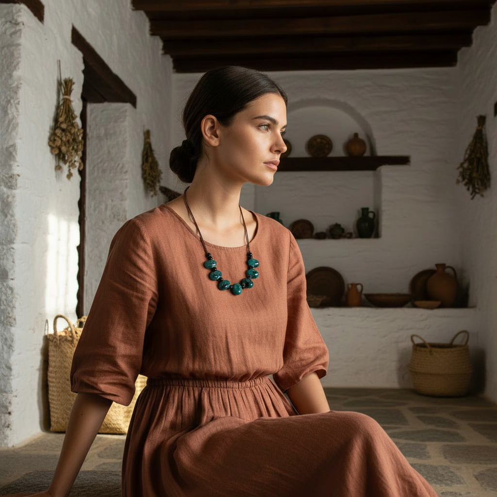 Collar Creta turquesa jaspeado